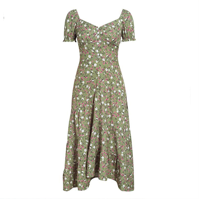 Bohemian Floral Puff Sleeve Dress