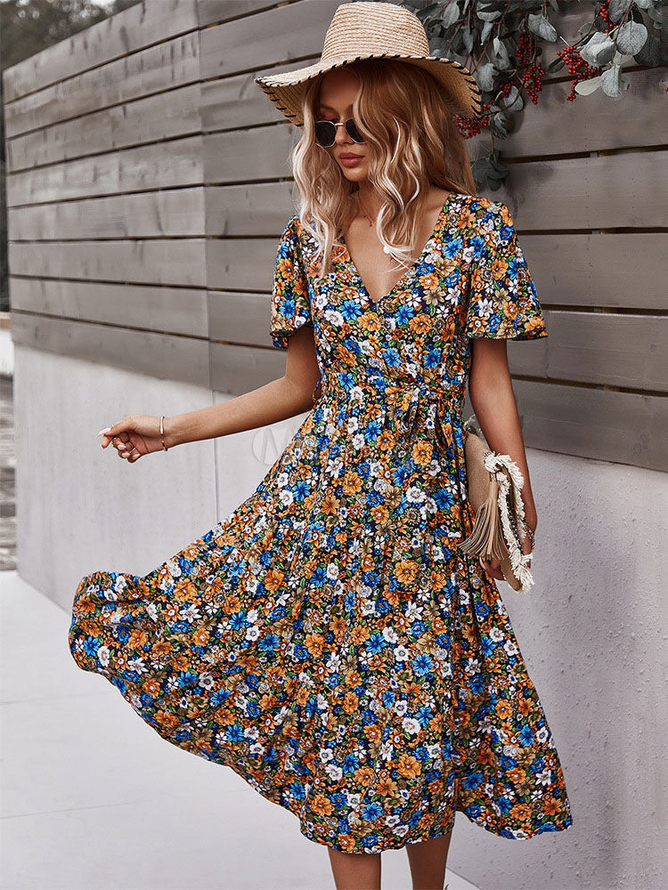 European And American Women's Fashion Floral Dress