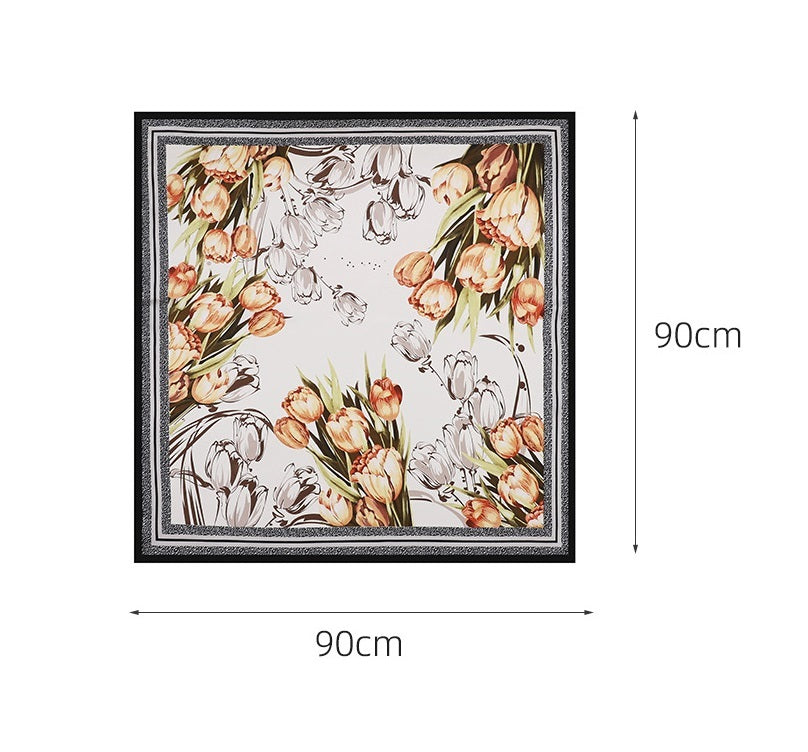 Flower Elegant High-end Imitated Silk Scarves