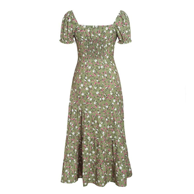 Bohemian Floral Puff Sleeve Dress
