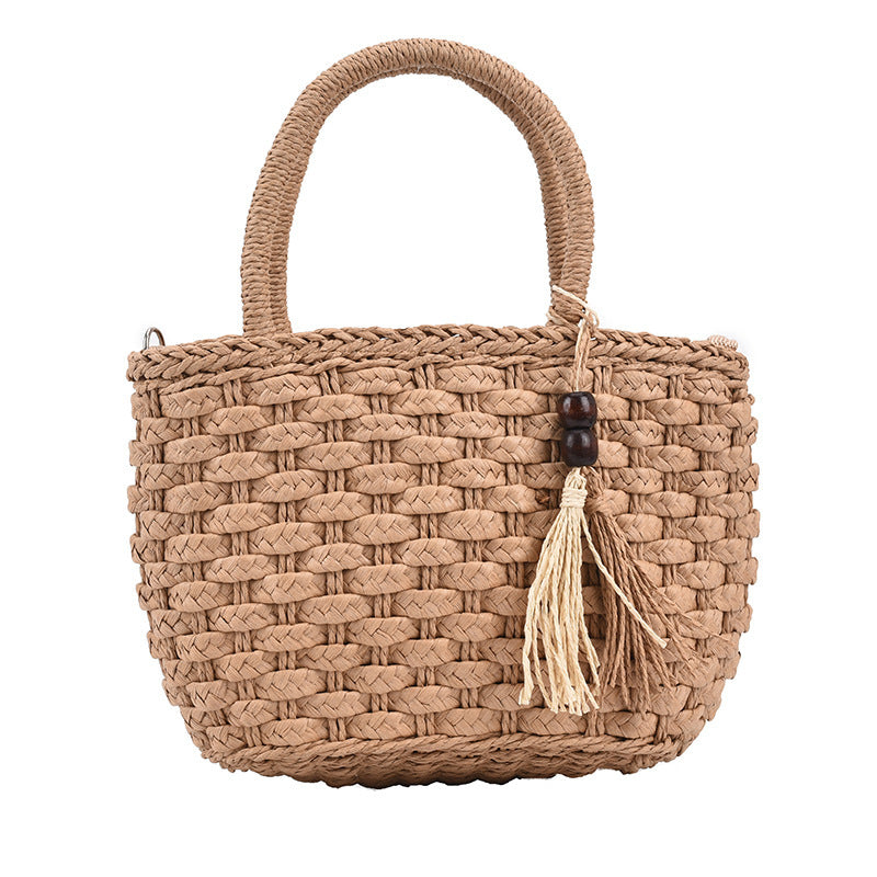 Fashion Female Bag Beach, Paper Rope Three-Strand Braid Woven Bag