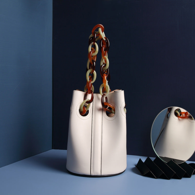 Solid Colour Diagonal Leather Handbags