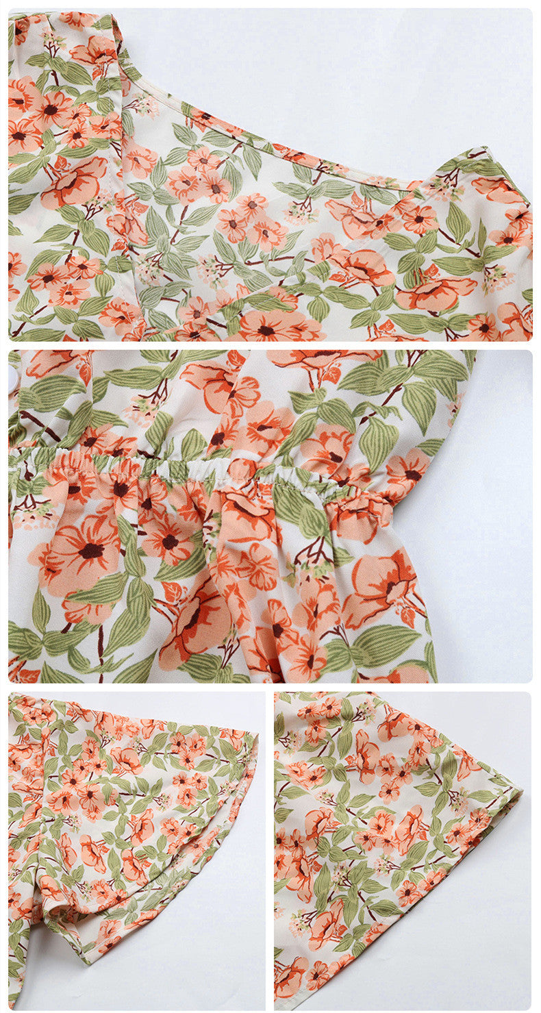 Women's Fashion Vintage Floral V-Neck Midi Dress