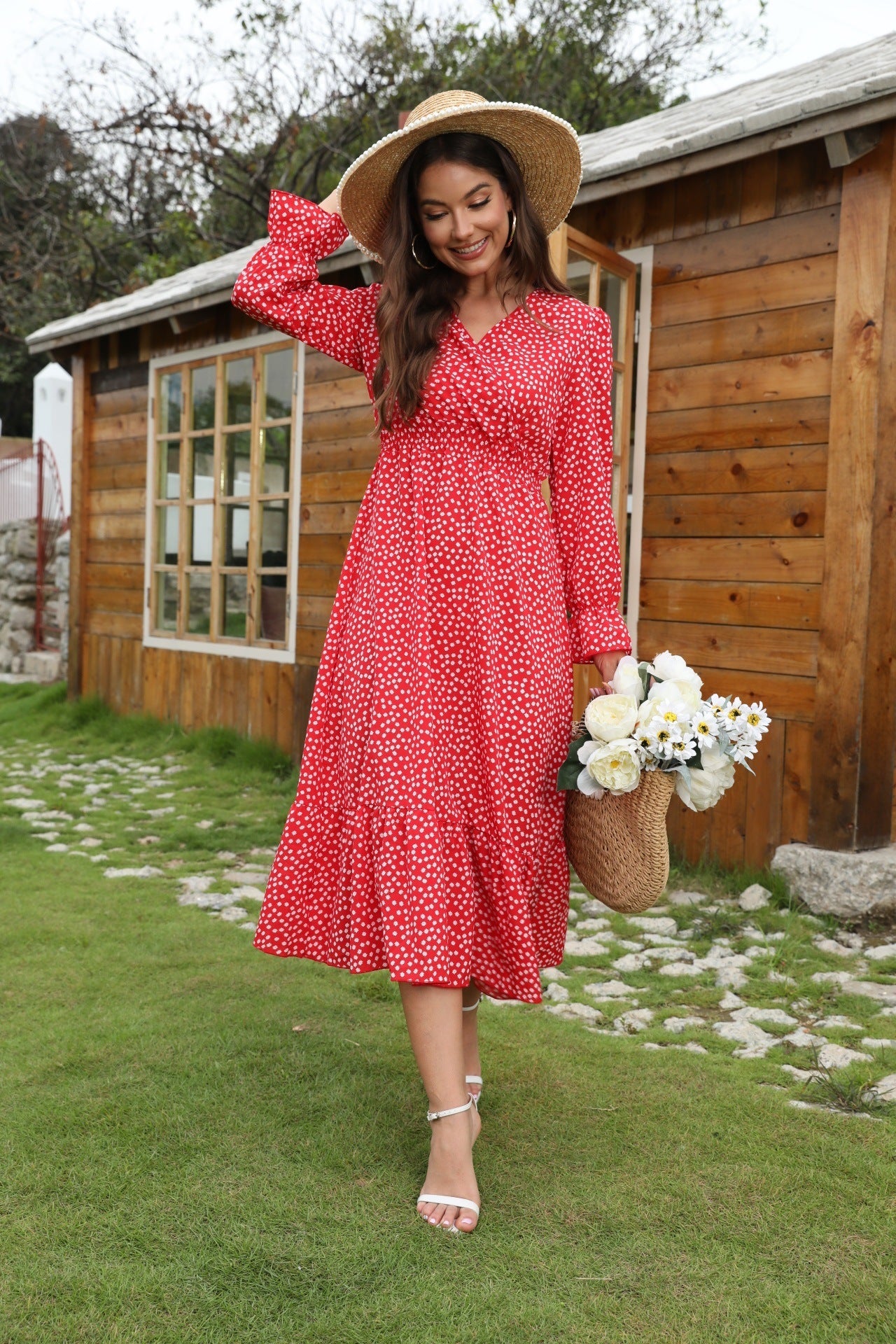 V-neck Holiday European And American Style Dress