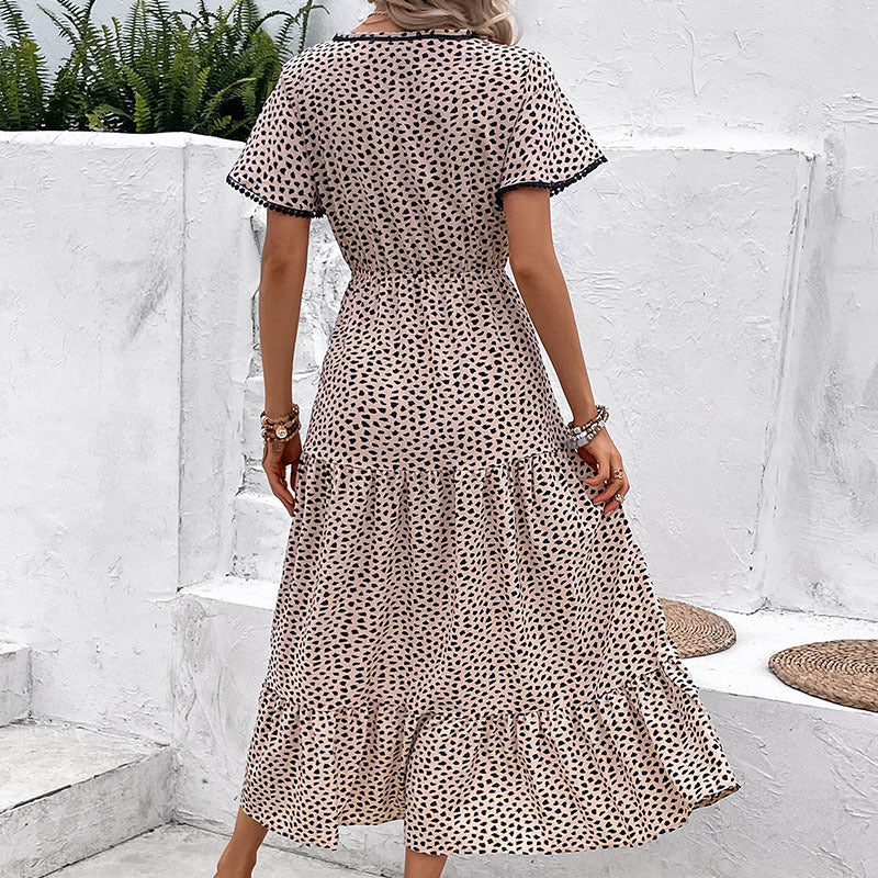 Summer New Dress European And American V-Neck Leopard Print