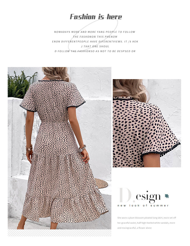 Summer New Dress European And American V-Neck Leopard Print