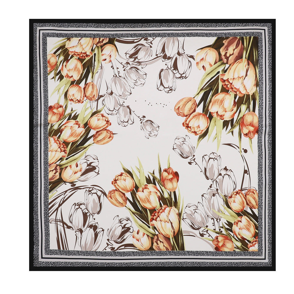 Flower Elegant High-end Imitated Silk Scarves