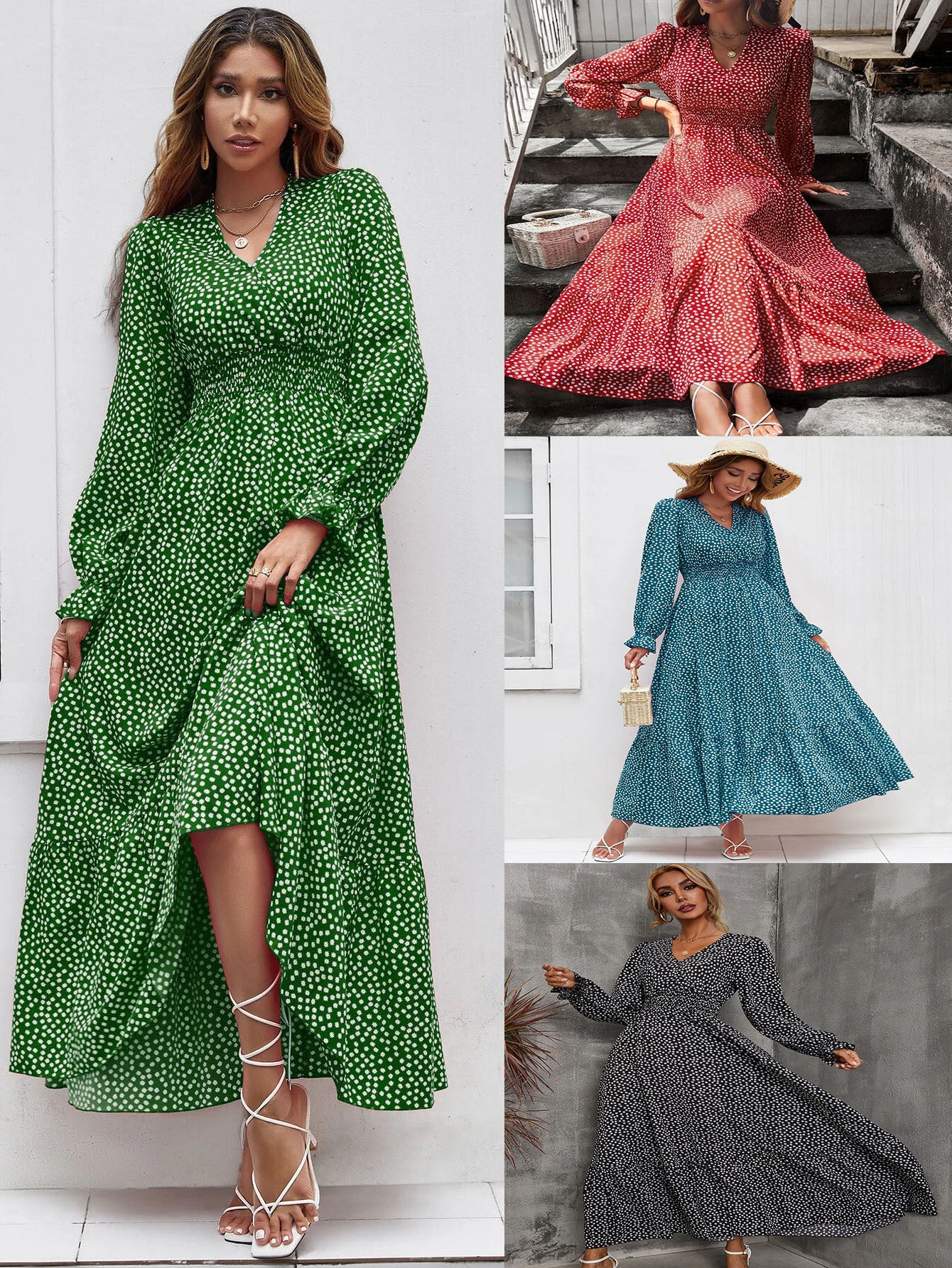 V-neck Holiday European And American Style Dress
