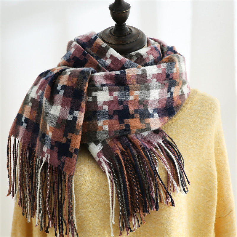 New Plaid Scarf Women Tassel Fashion