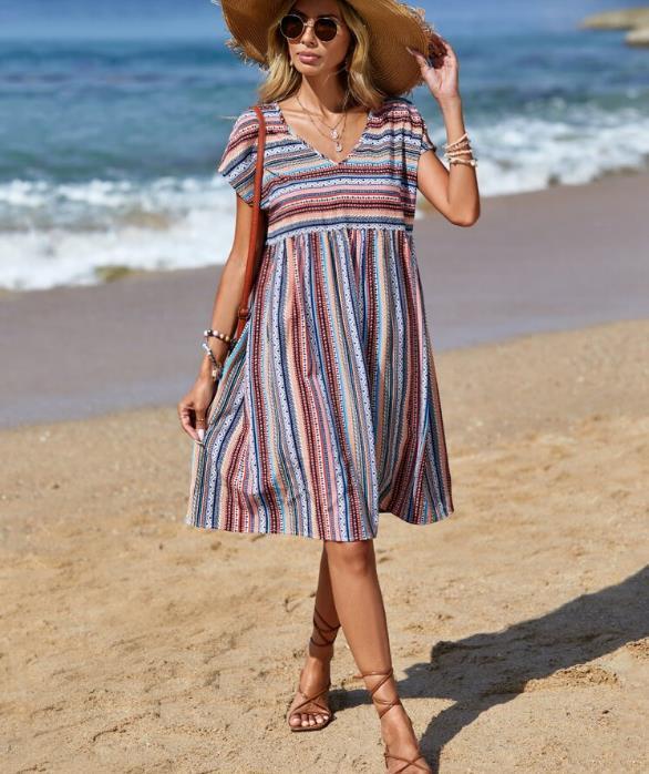 Summer New European And American Women's Dress with Short Sleeve