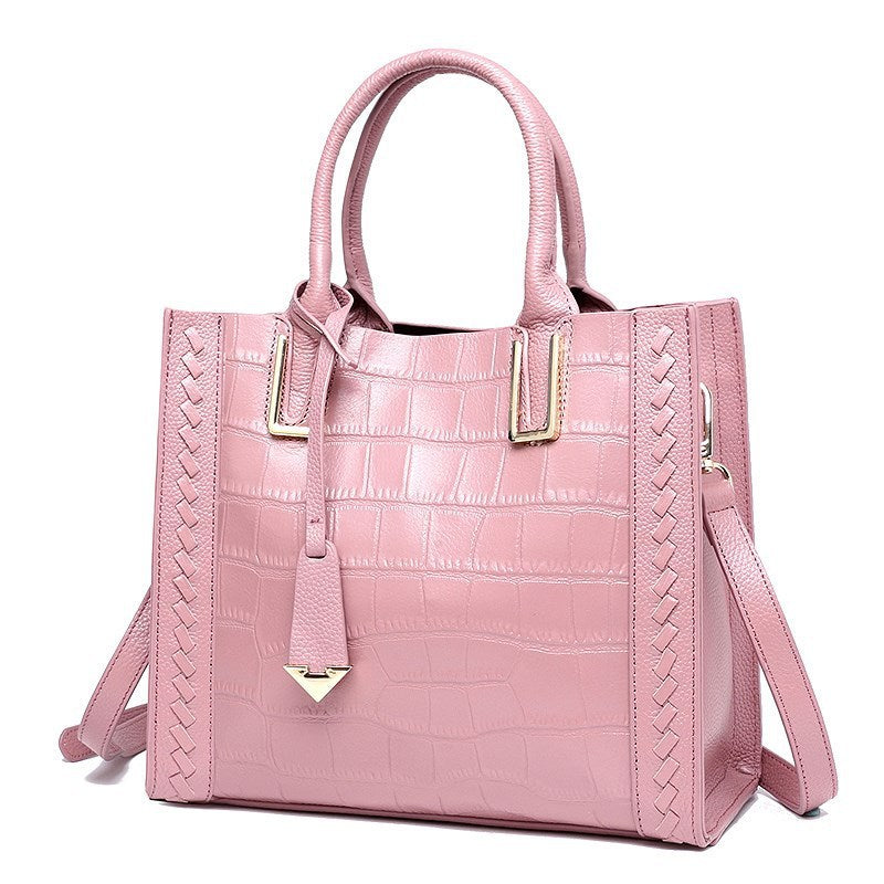 Women Leather Handbags Crocodile Pattern Woven