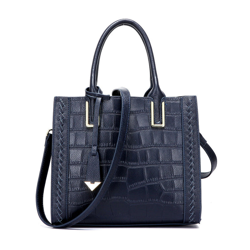 Women Leather Handbags Crocodile Pattern Woven