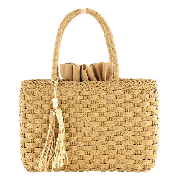 Fashion Female Bag Beach, Paper Rope Three-Strand Braid Woven Bag