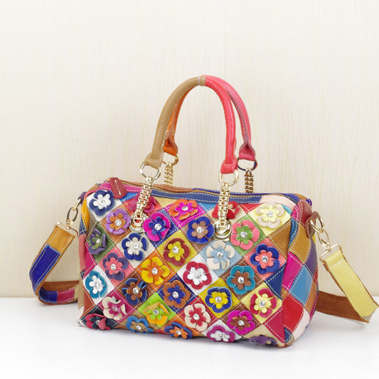 Leather Handbags Color Flower