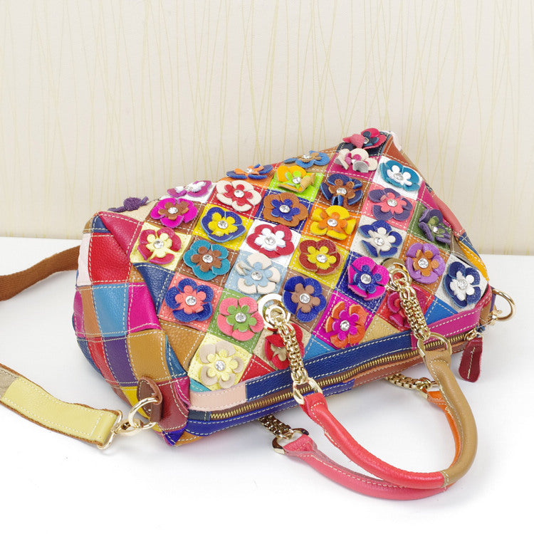 Leather Handbags Color Flower