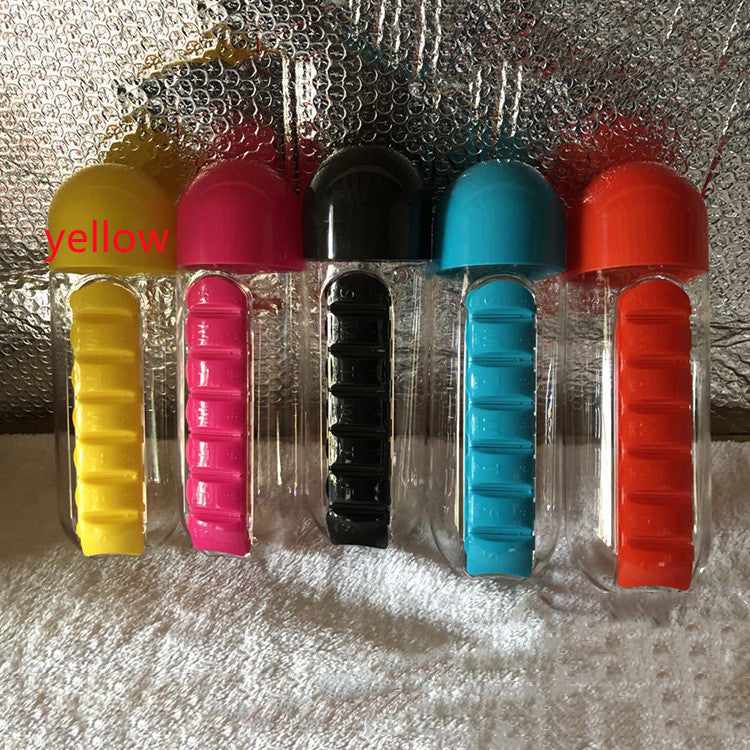 Water Bottle With Pillbox Plastic Drink  With Medicine Pills Box Travel 7 Days Drug Organizer Drinking Container