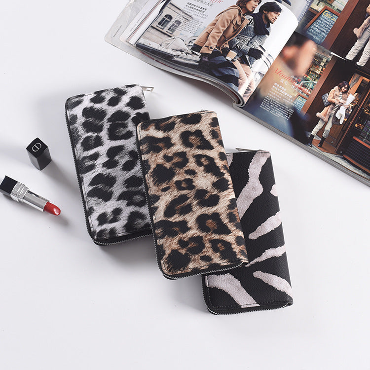 Women Wallets Bright Leather Black and White