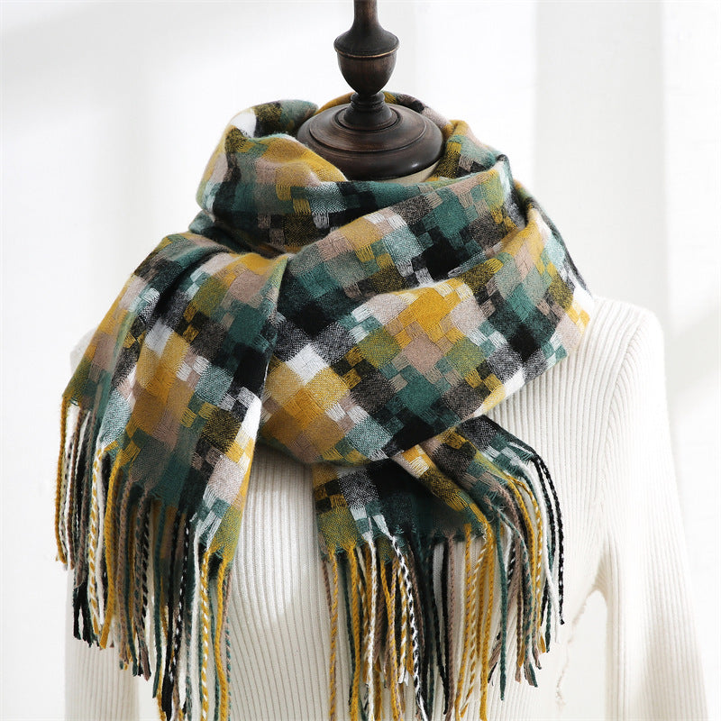 New Plaid Scarf Women Tassel Fashion