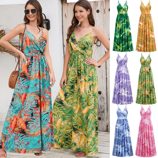 Flowers Long Dress Summer Swing Beach