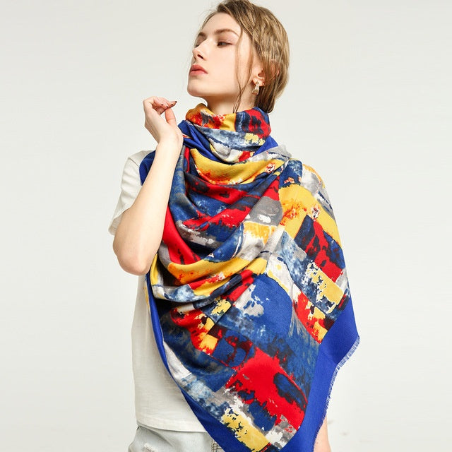 Double faced Satin graffiti scarf