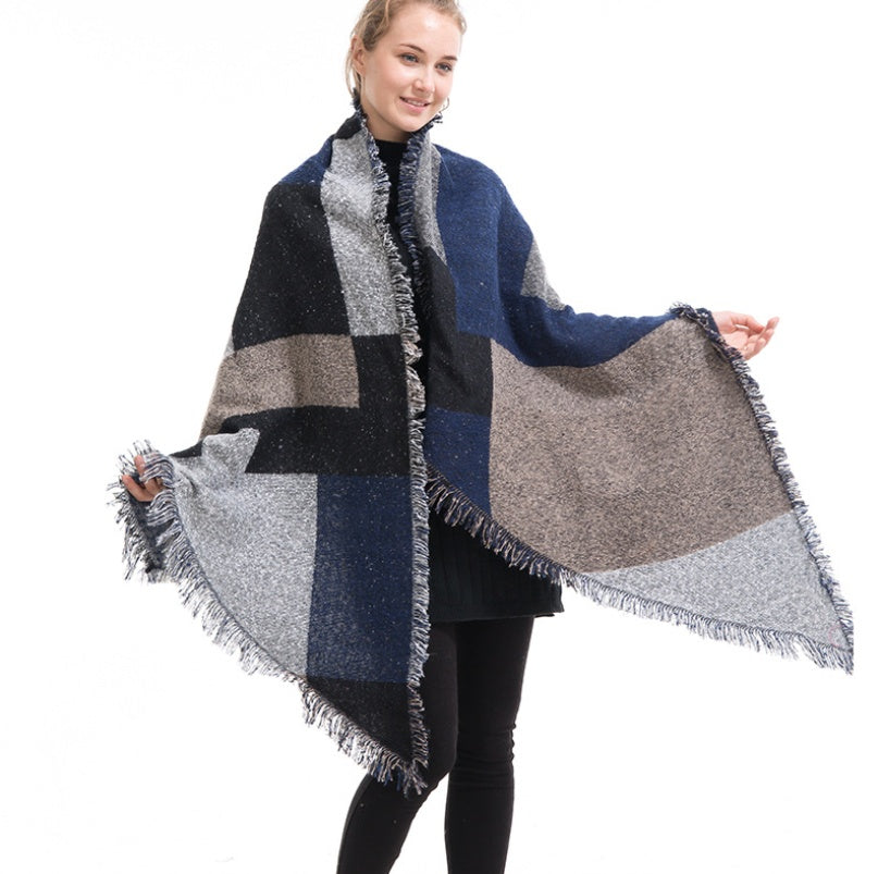 Women's Scarf Plaid Shawl Warm Thick Autumn and Winter European