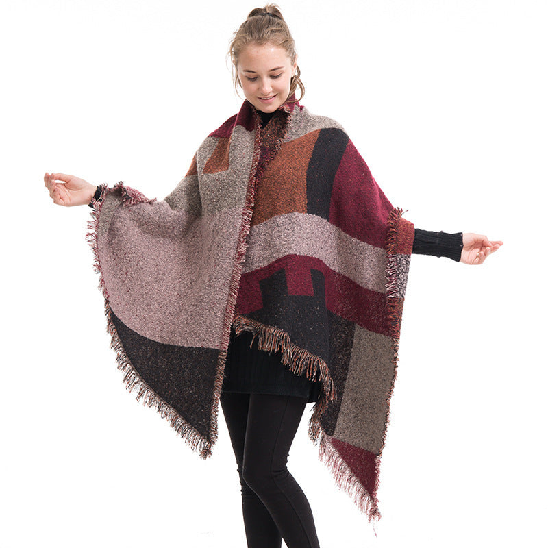 Women's Scarf Plaid Shawl Warm Thick Autumn and Winter European