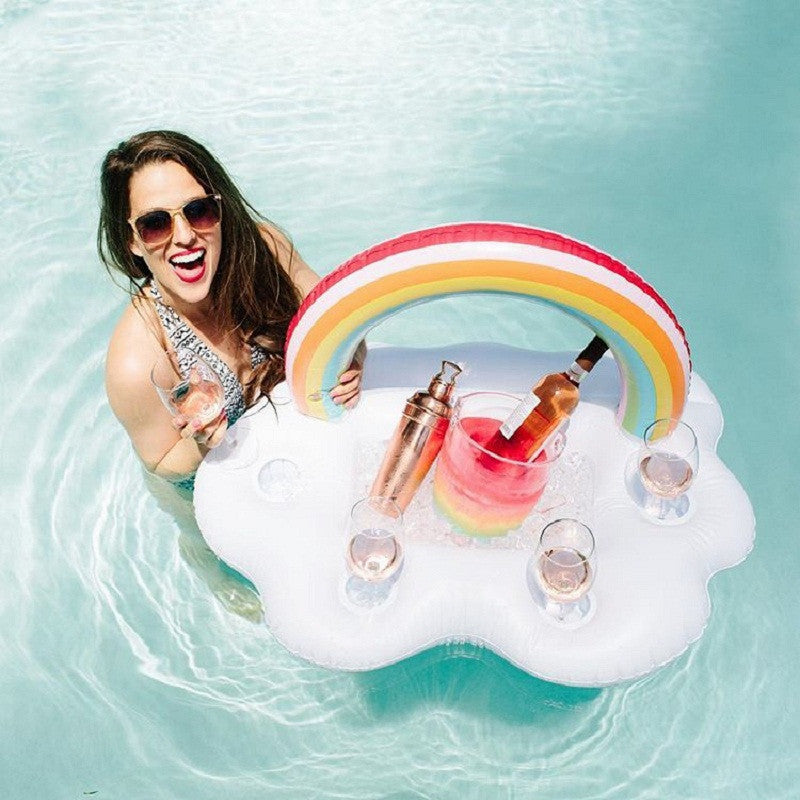 Rainbow Inflatable Pool Float Cooler