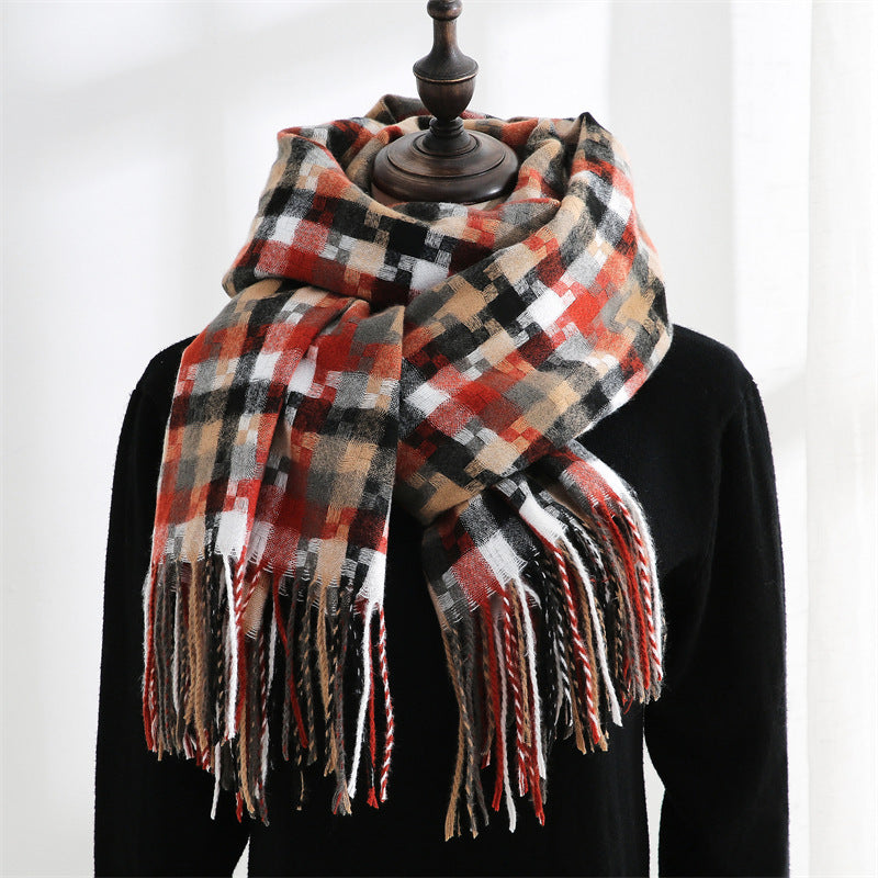 New Plaid Scarf Women Tassel Fashion