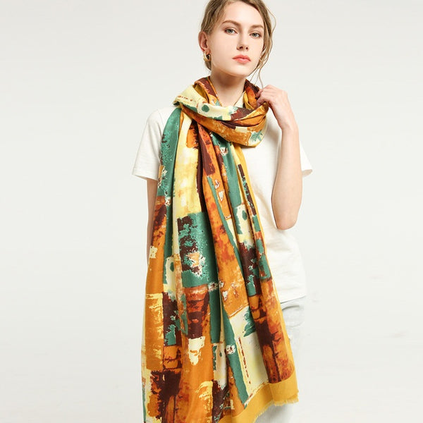 Double faced Satin graffiti scarf