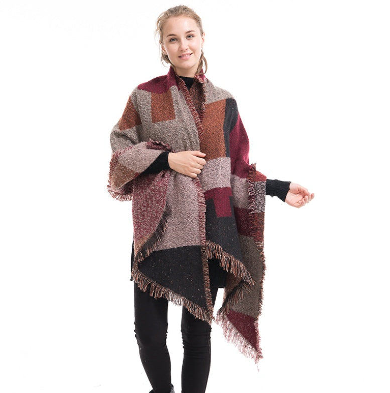 Women's Scarf Plaid Shawl Warm Thick Autumn and Winter European