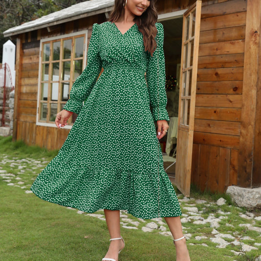 V-neck Holiday European And American Style Dress