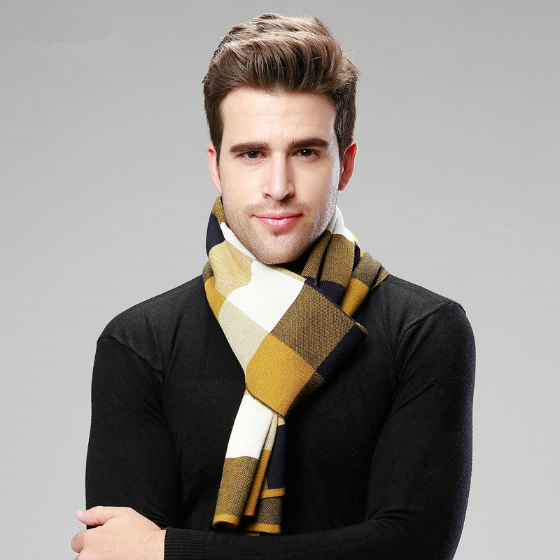 Classic And Fashionable British Checked Cashmere Scarf For Men's