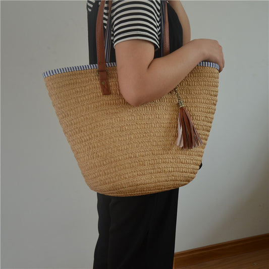 Large handbag woven  European And American shoulder