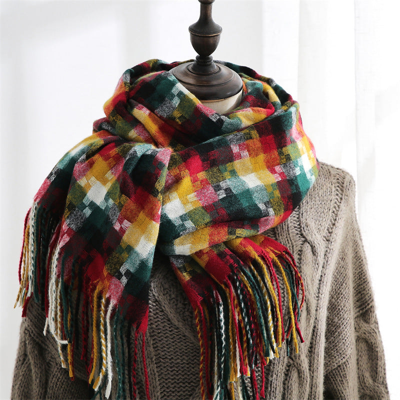 New Plaid Scarf Women Tassel Fashion