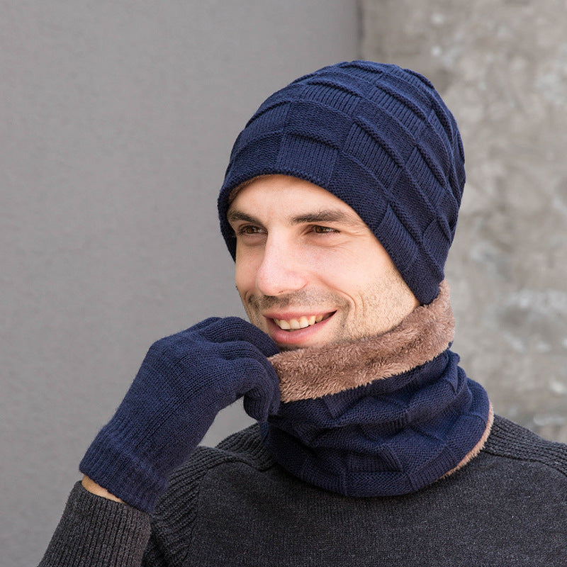 Men's Hat, Scarf and Gloves Three-piece