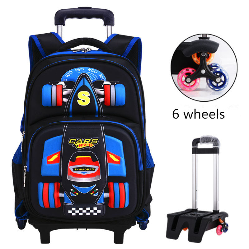 Three Dimensional Car Boys Primary School Trolley Bag