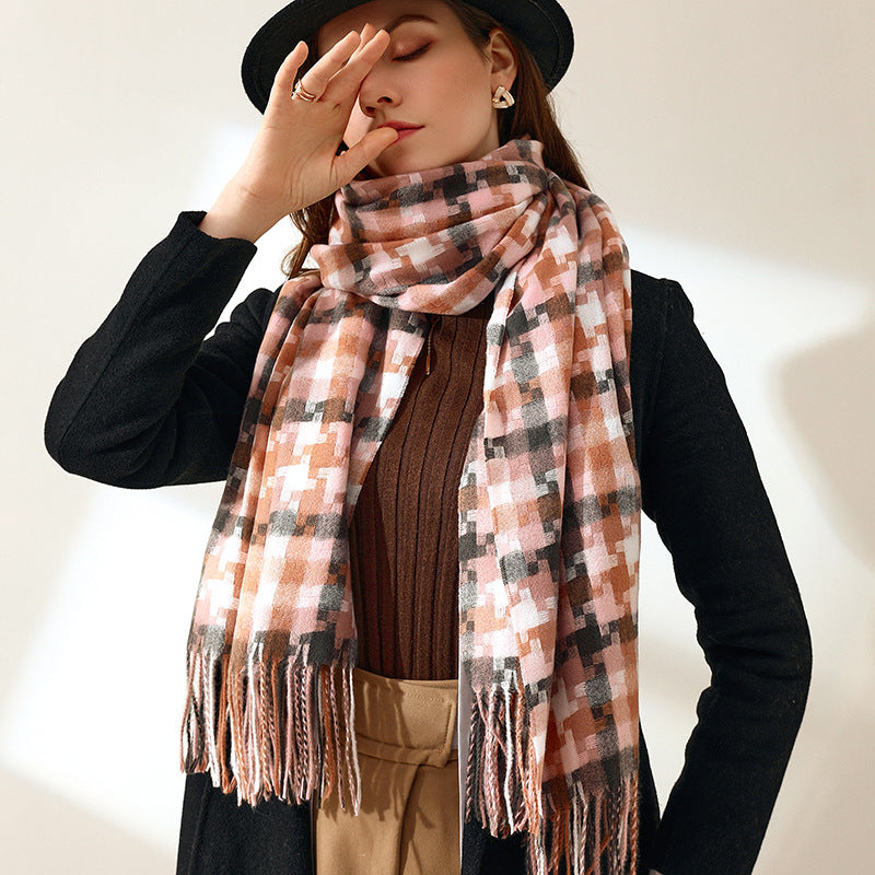 New Plaid Scarf Women Tassel Fashion