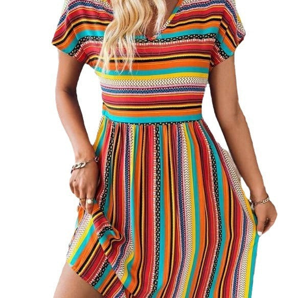 Summer New European And American Women's Dress with Short Sleeve