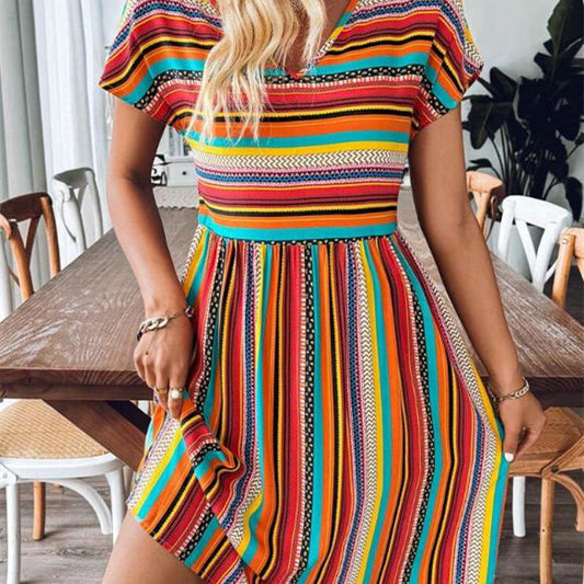 Summer New European And American Women's Dress with Short Sleeve