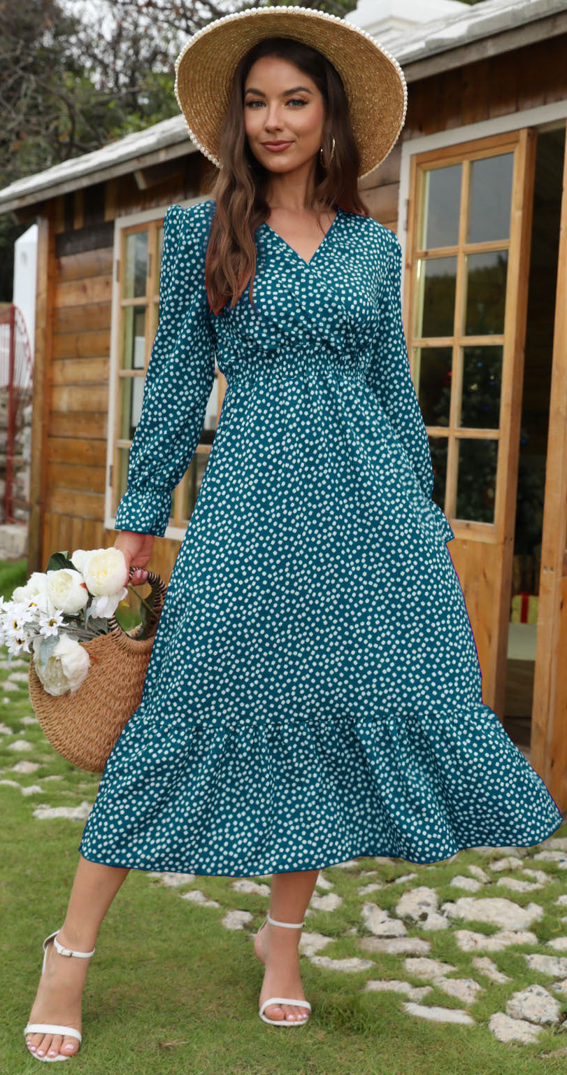 V-neck Holiday European And American Style Dress