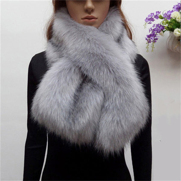 Women's Faux Fur Cross Scarf