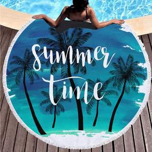 Summer Time On Round Beach Towel