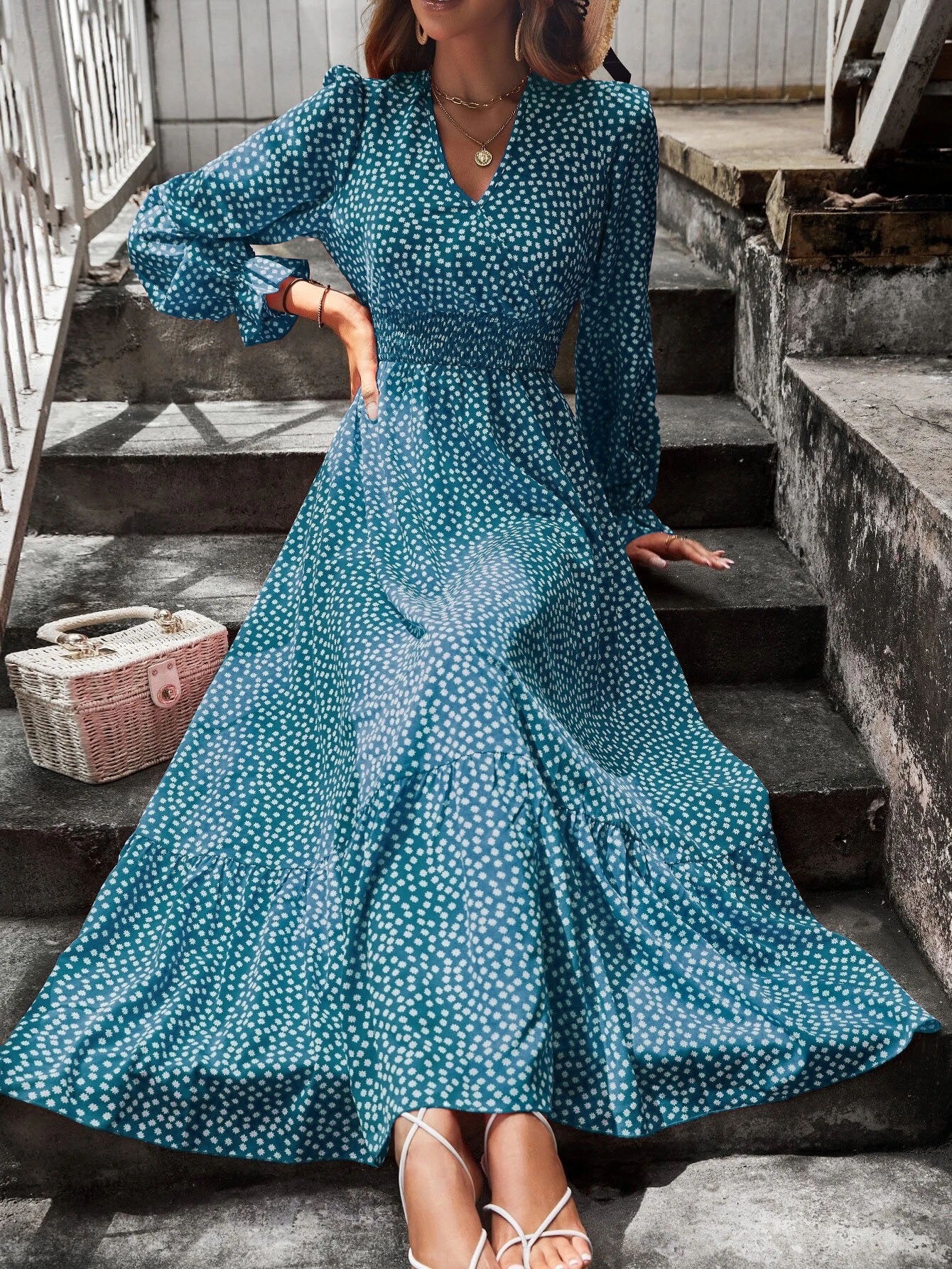 V-neck Holiday European And American Style Dress