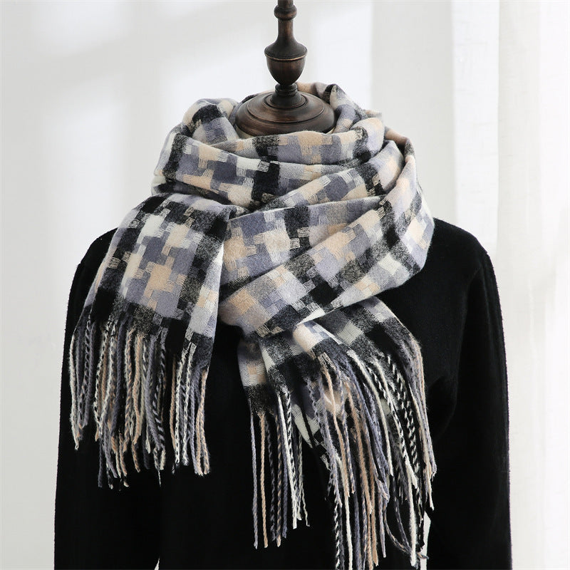 New Plaid Scarf Women Tassel Fashion