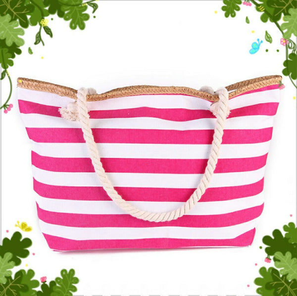 Striped Women's Shopping  Beach Bag