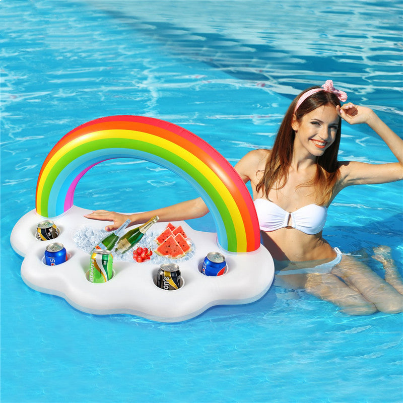 Rainbow Inflatable Pool Float Cooler