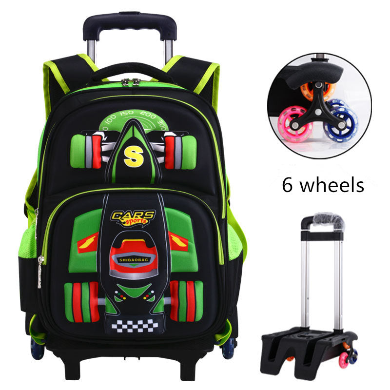 Three Dimensional Car Boys Primary School Trolley Bag