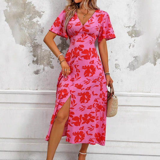 Women's V-neck Casual Midi Dress