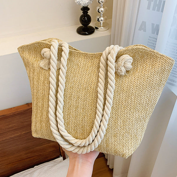 Fashion Straw Large Shoulder Handbag