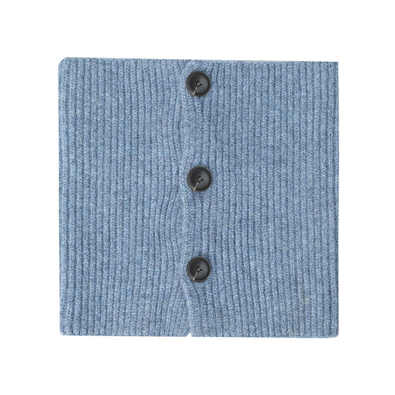 European And American Autumn And Winter Button Clip Flower Wool Knitted Scarf